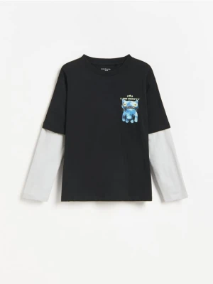 Reserved - Bawełniany longsleeve Fuggler - czarny
