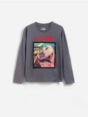 Reserved - Bawełniany longsleeve Gorillaz - ciemnoszary
