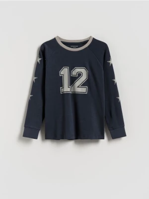 Reserved - Bawełniany longsleeve - granatowy