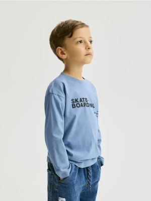 Reserved - Bawełniany longsleeve - granatowy