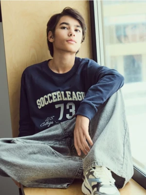 Reserved - Bawełniany longsleeve - granatowy