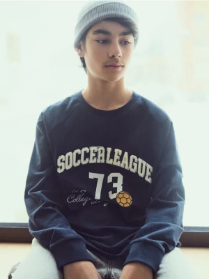 Reserved - Bawełniany longsleeve - granatowy