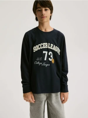 Reserved - Bawełniany longsleeve - granatowy