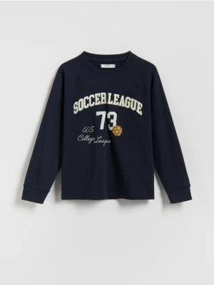 Reserved - Bawełniany longsleeve - granatowy