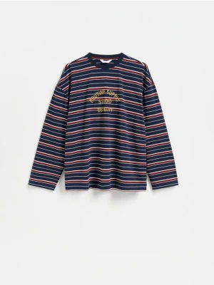 Reserved - Bawełniany longsleeve - granatowy