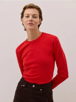 Reserved - Bawełniany longsleeve - intenstywna czerwień