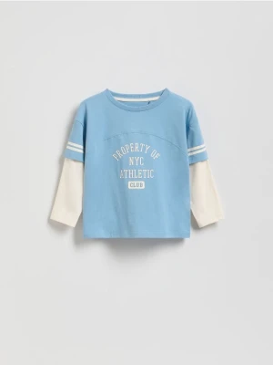 Reserved - Bawełniany longsleeve - jasnoniebieski