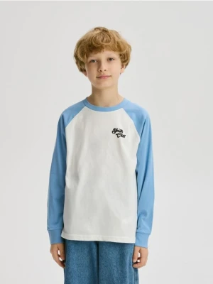 Reserved - Bawełniany longsleeve - jasnoniebieski