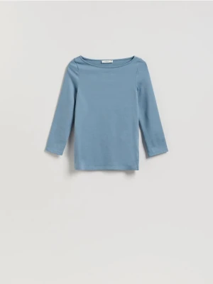 Reserved - Bawełniany longsleeve - jasnoniebieski
