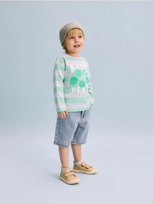 Reserved - Bawełniany longsleeve - jasnoniebieski