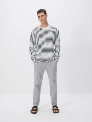Reserved - Bawełniany longsleeve - jasnoszary