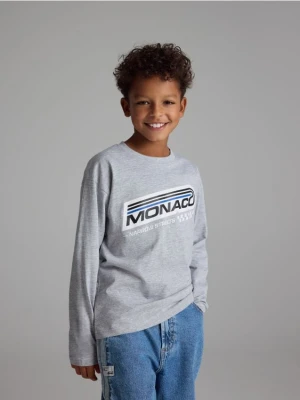 Reserved - Bawełniany longsleeve - jasnoszary