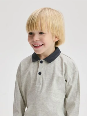 Reserved - Bawełniany longsleeve - jasnoszary