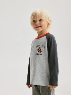 Reserved - Bawełniany longsleeve - jasnoszary