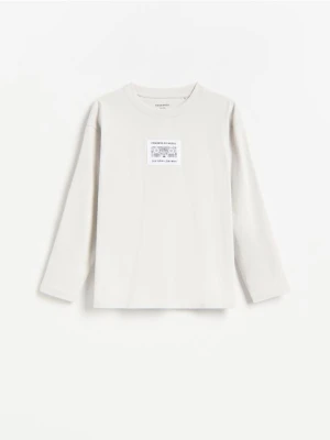 Reserved - Bawełniany longsleeve - jasnoszary