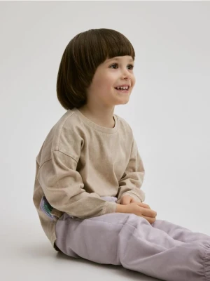 Reserved - Bawełniany longsleeve - kremowy