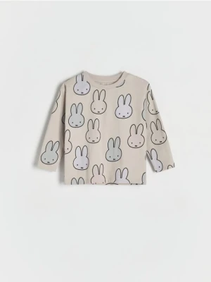 Reserved - Bawełniany longsleeve Miffy - kremowy