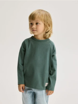 Reserved - Bawełniany longsleeve - morski