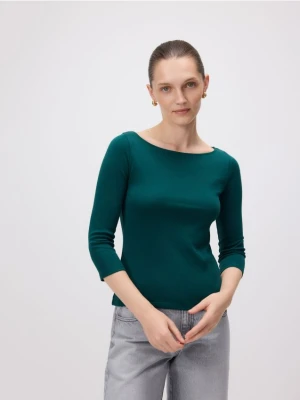 Reserved - Bawełniany longsleeve - morski