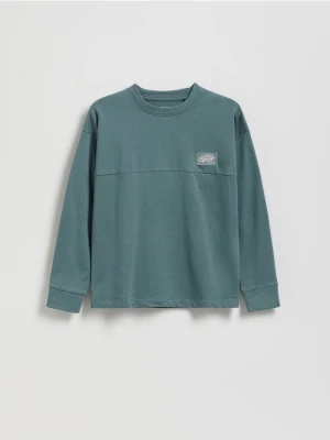 Reserved - Bawełniany longsleeve - morski