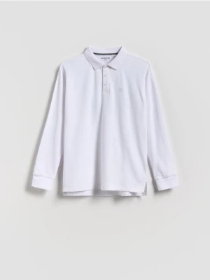 Reserved - Bawełniany longsleeve polo - biały