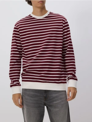 Reserved - Bawełniany longsleeve w paski - brązowy