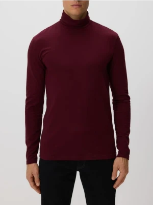 Reserved - Bawełniany longsleeve z golfem - brązowy