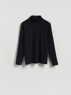 Reserved - Bawełniany longsleeve z golfem - czarny