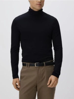 Reserved - Bawełniany longsleeve z golfem - czarny