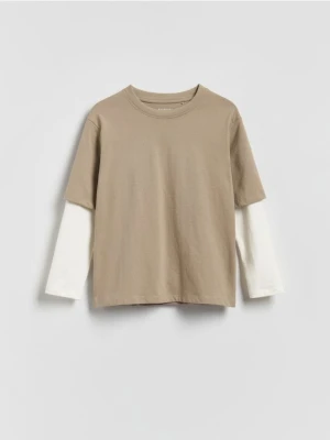 Reserved - Bawełniany longsleeve - zielony