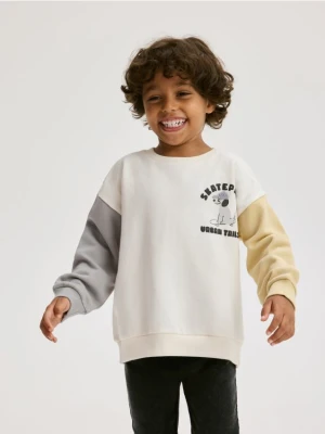 Reserved - Bawełniany longsleeve - złamana biel