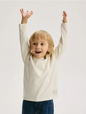 Reserved - Bawełniany longsleeve - złamana biel