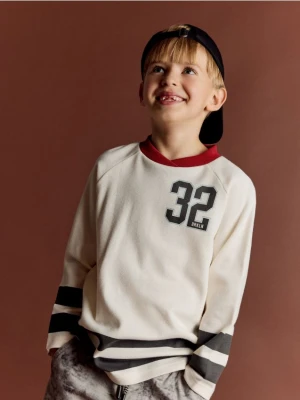 Reserved - Bawełniany longsleeve - złamana biel