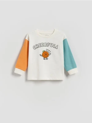 Reserved - Bawełniany longsleeve - złamana biel