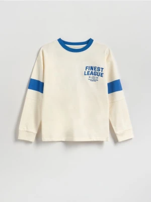 Reserved - Bawełniany longsleeve - złamana biel