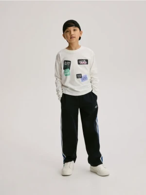 Reserved - Bawełniany longsleeve - złamana biel