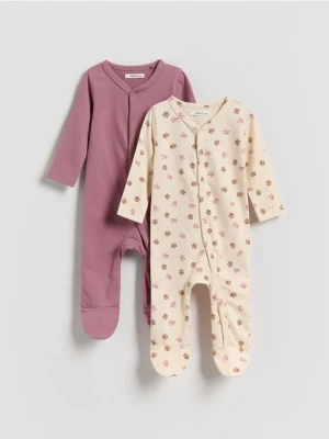 Reserved - Bawełniany pajacyk 2 pack - jasnofioletowy