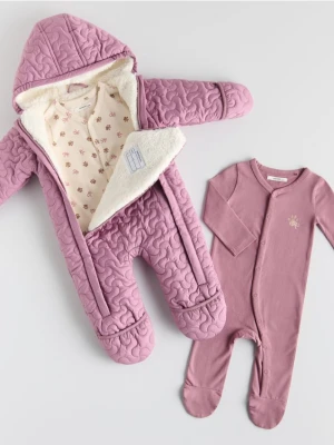 Reserved - Bawełniany pajacyk 2 pack - jasnofioletowy