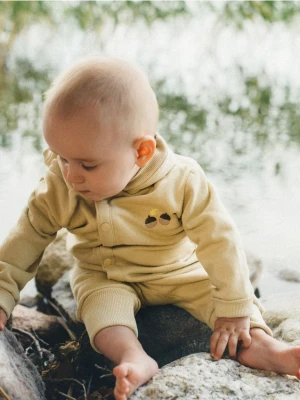 Reserved - Bawełniany pajacyk - beżowy