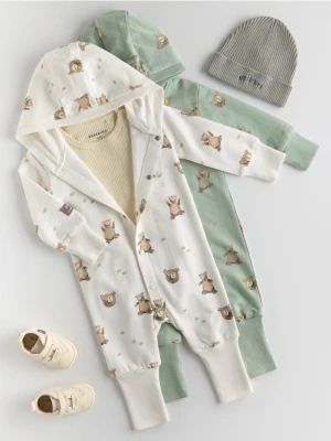 Reserved - Bawełniany pajacyk - złamana biel