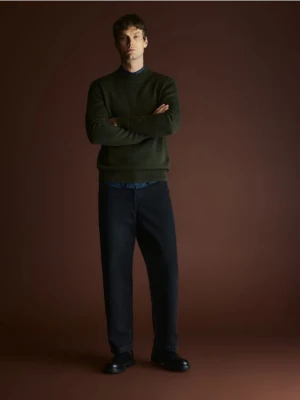 Reserved - Bawełniany półgolf - ciemnozielony