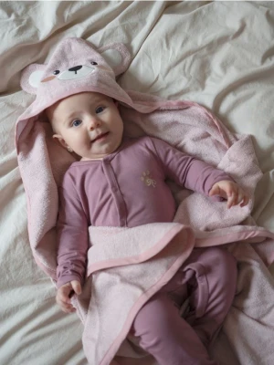 Reserved - Bawełniany ręcznik z kapturem - brudny róż