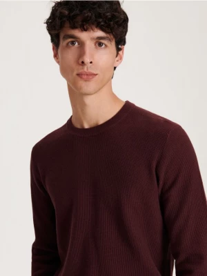 Reserved - Bawełniany sweter - kasztanowy