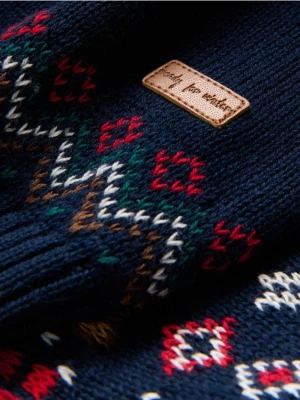 Reserved - Bawełniany sweter - granatowy