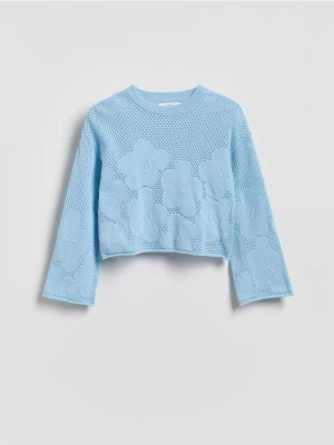 Reserved - Bawełniany sweter - jasnoniebieski