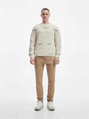 Reserved - Bawełniany sweter - Kremowy