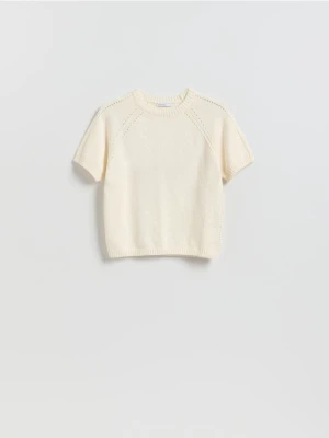 Reserved - Bawełniany sweter - kremowy