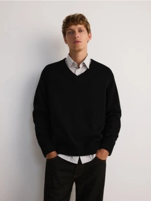 Reserved - Bawełniany sweter oversize - czarny