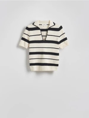 Reserved - Bawełniany sweter polo - wielobarwny