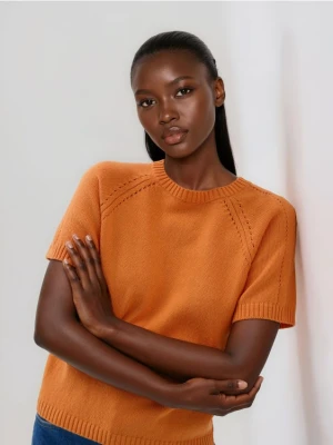 Reserved - Bawełniany sweter - pomarańczowy